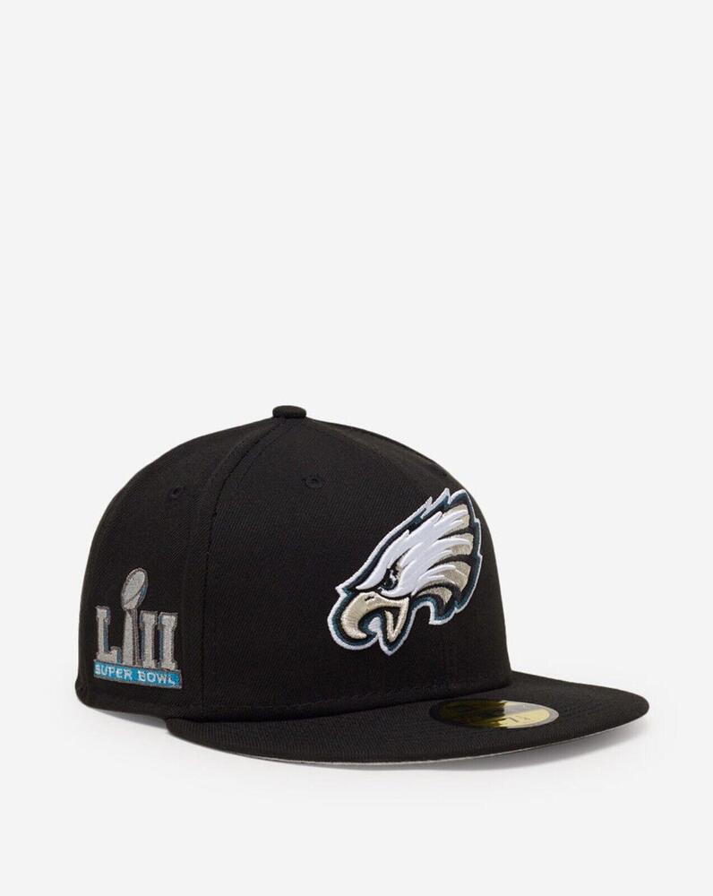 New Era Philadelphia Eagles Super Bowl Side Patch Black 59FIFTY Fitted Hat 7 3/4